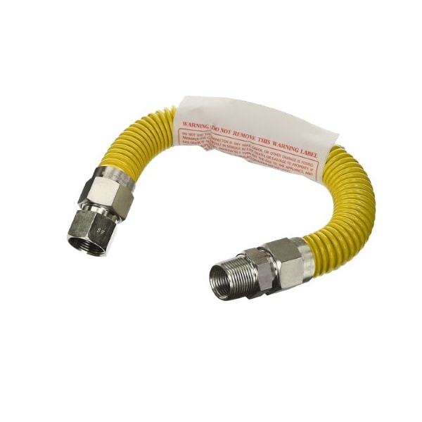 Flextron Gas Line Hose 1/2'' O.D.x12'' Len 3/8" FIPx1/2" MIP Fittings Yellow Coated Stainless Steel Flexible FTGC-YC38-12J - main